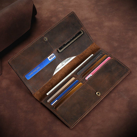 Horse Long Wallet Genuine Leather Hand-held Men's Card Holder